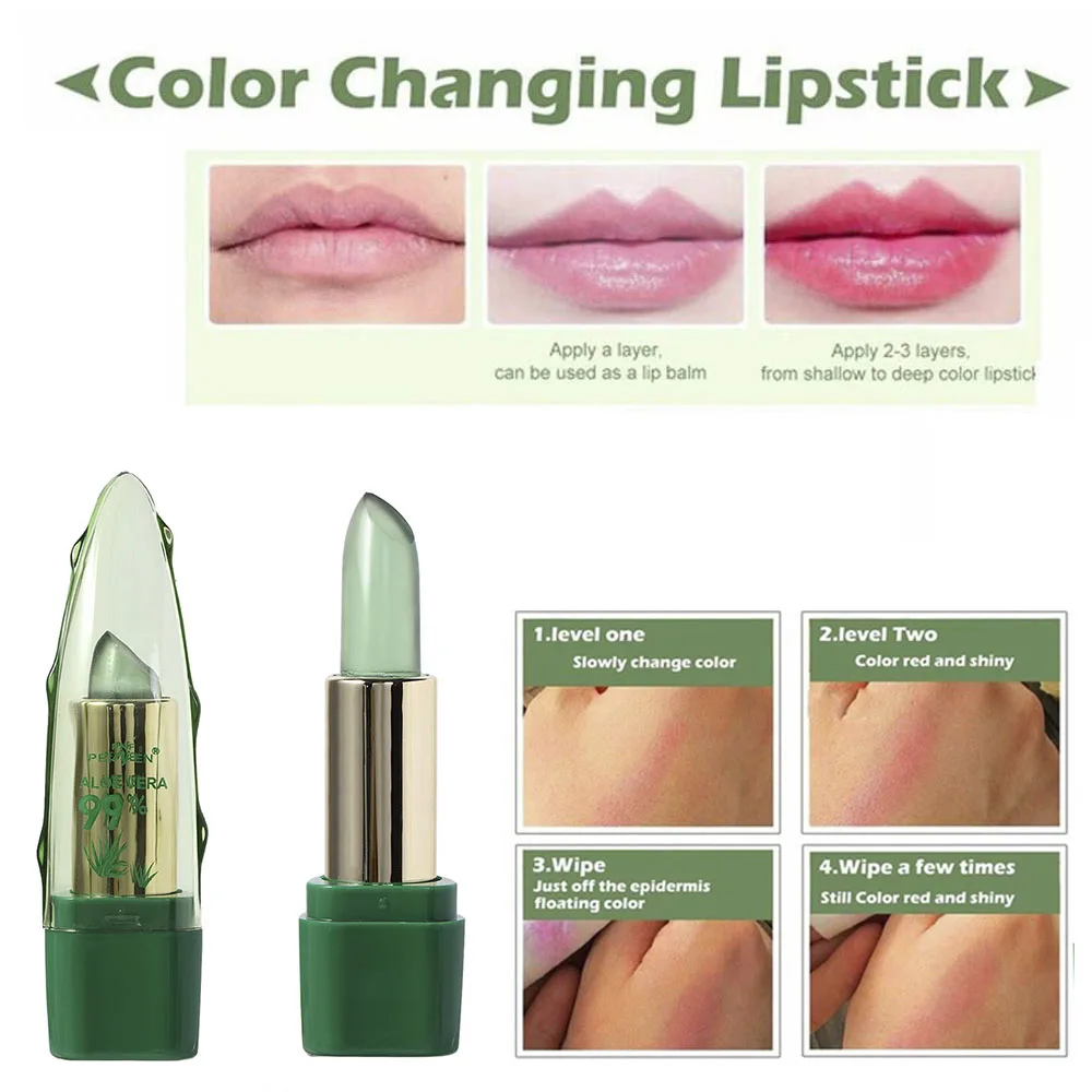 

Color Changing Aloe Vera Lipstick Moisturizing Tinted Lip Balm Women's Fashion Lipstick Long Lasting Lipstick Dropshipping