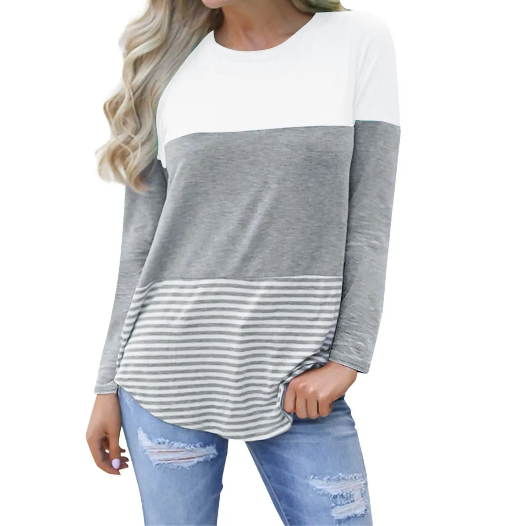 Одежда для беременных полосатые топы с длинным рукавом и круглым вырезом