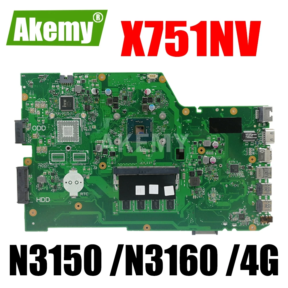 

ERILLES X751NV оригинальная материнская плата ASUS X751NA X751N Материнская плата ноутбука X751NV материнская плата с 4GB-RAM N3150 / N3160