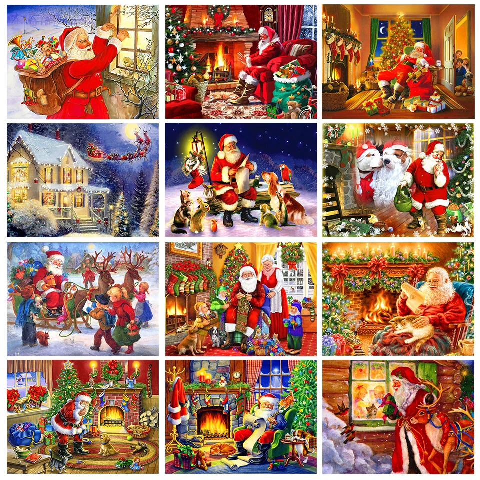 

5D Diamond Painting Christmas DIY Gift Full Diamond Square/Round Rhinestone Embroidery Cross-Stitch Painting Mosaic Decoration