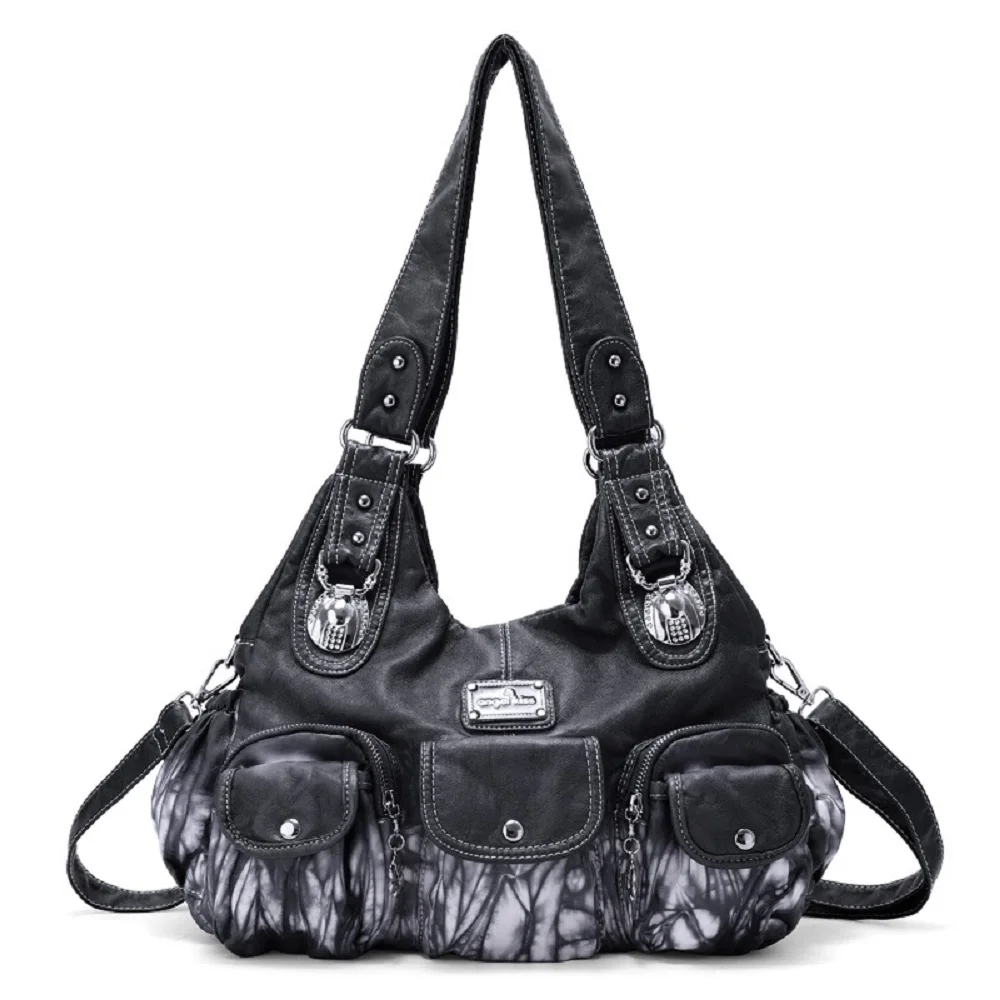 

Angelkiss модная сумка-хобо для женщин, большая сумка-тоут с ручками и завязками, плиссированная сумка-портфель из искусственной кожи, сумка на плечо с передними карманами