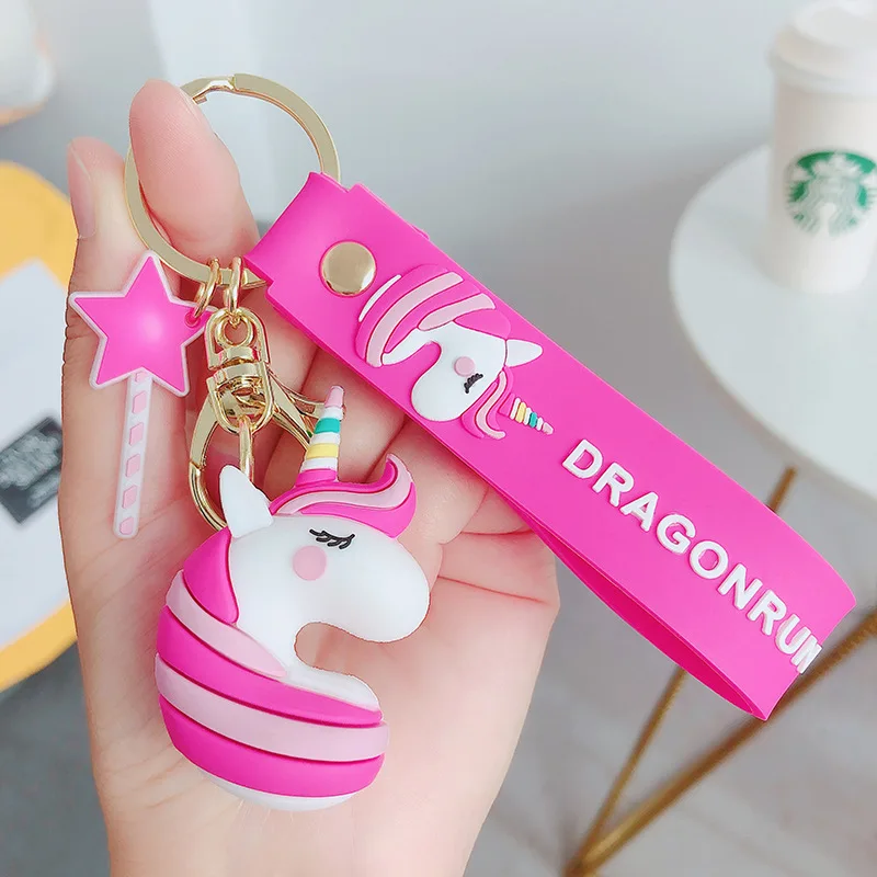

Trendy Diy Cute Fairytale PVC Unicorn Keychain Multi-style Horse Key Rings Holder Alloy Key Chain For Woman Girls Gift Jewelry