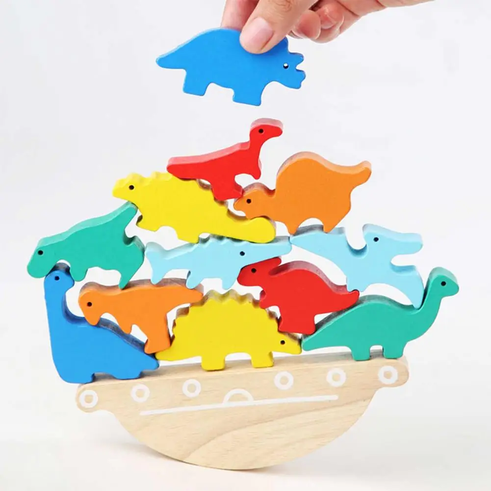 

Stacking Puzzle Toy Animal Dinosaur Balance Beam Exercise Skill Parent-child Interactive Game Great Gift For Kids Boys Girls