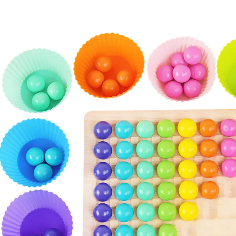 

Creative Wooden Toys Wooden Clip Beads Rainbow Toys Beads Board Games Toy Beads Puzzles Gifts For Kids