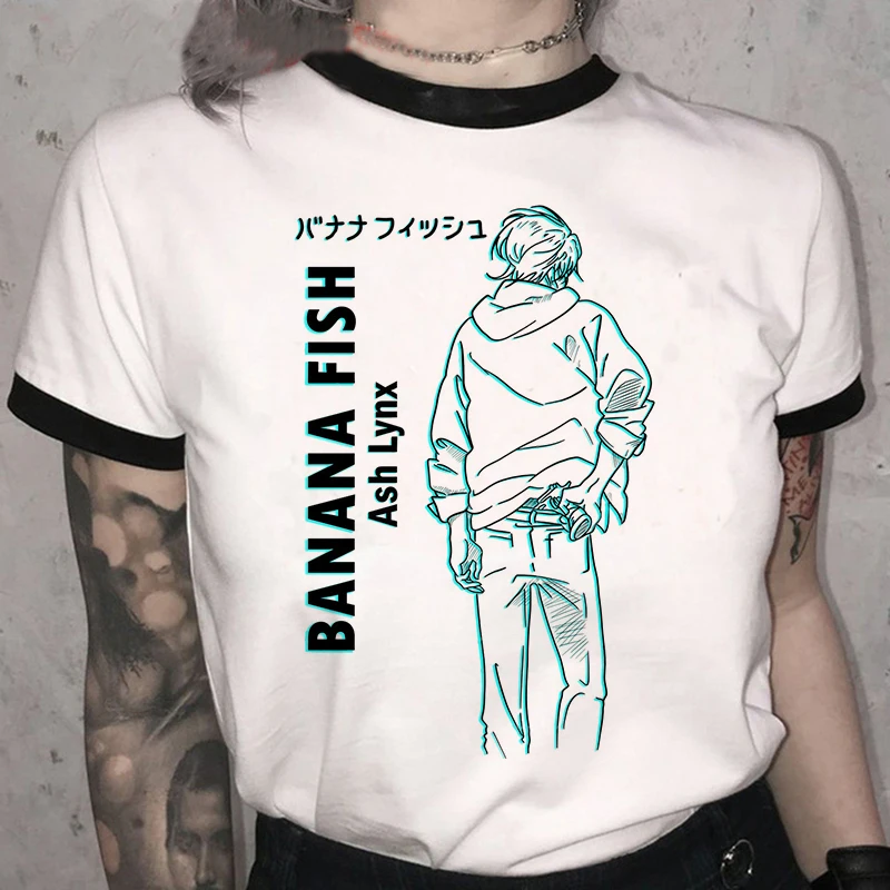 Футболка с изображением банановых рыбок Ullzang милая женская футболка графическим