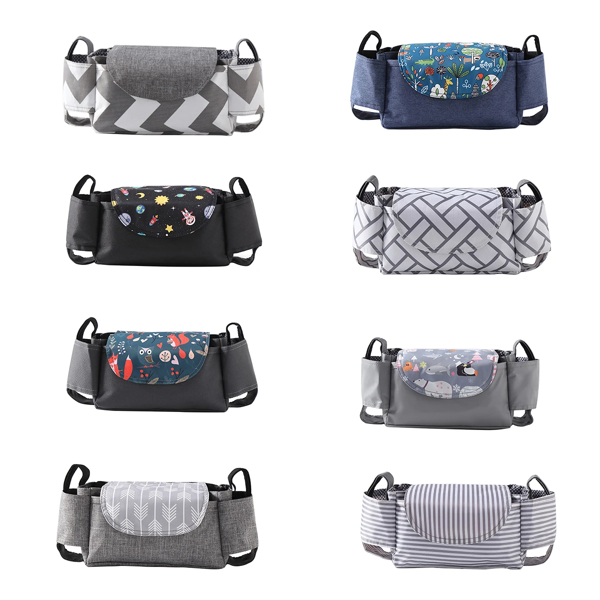 

Baby Stroller Bag Floral Print Storage Bag Multipurpose Mummy Bag Hanging Basket for Baby Carriage