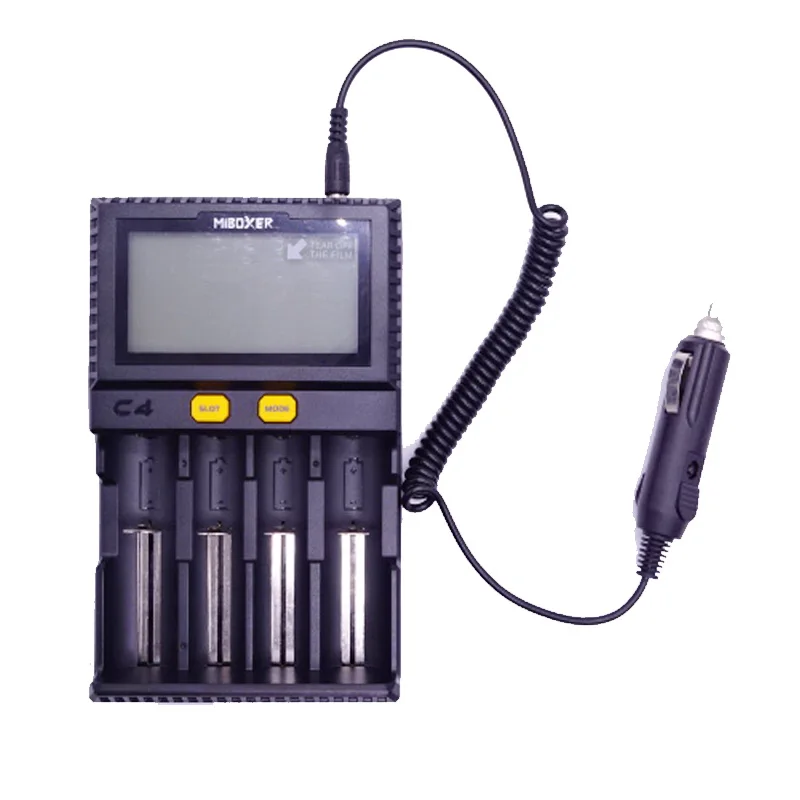 Miboxer C4 LCD Smart Battery Charger With Car charger for Li-ion/IMR/INR/ICR/LiFePO4 18650 14500 26650 100-800mah discharger | Электроника