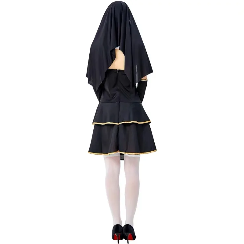 

M-XL Women Halloween Nun Costumes Female missionary Cosplay Carnival Purim parade Masquerade Nightclub Bar Role play party dress