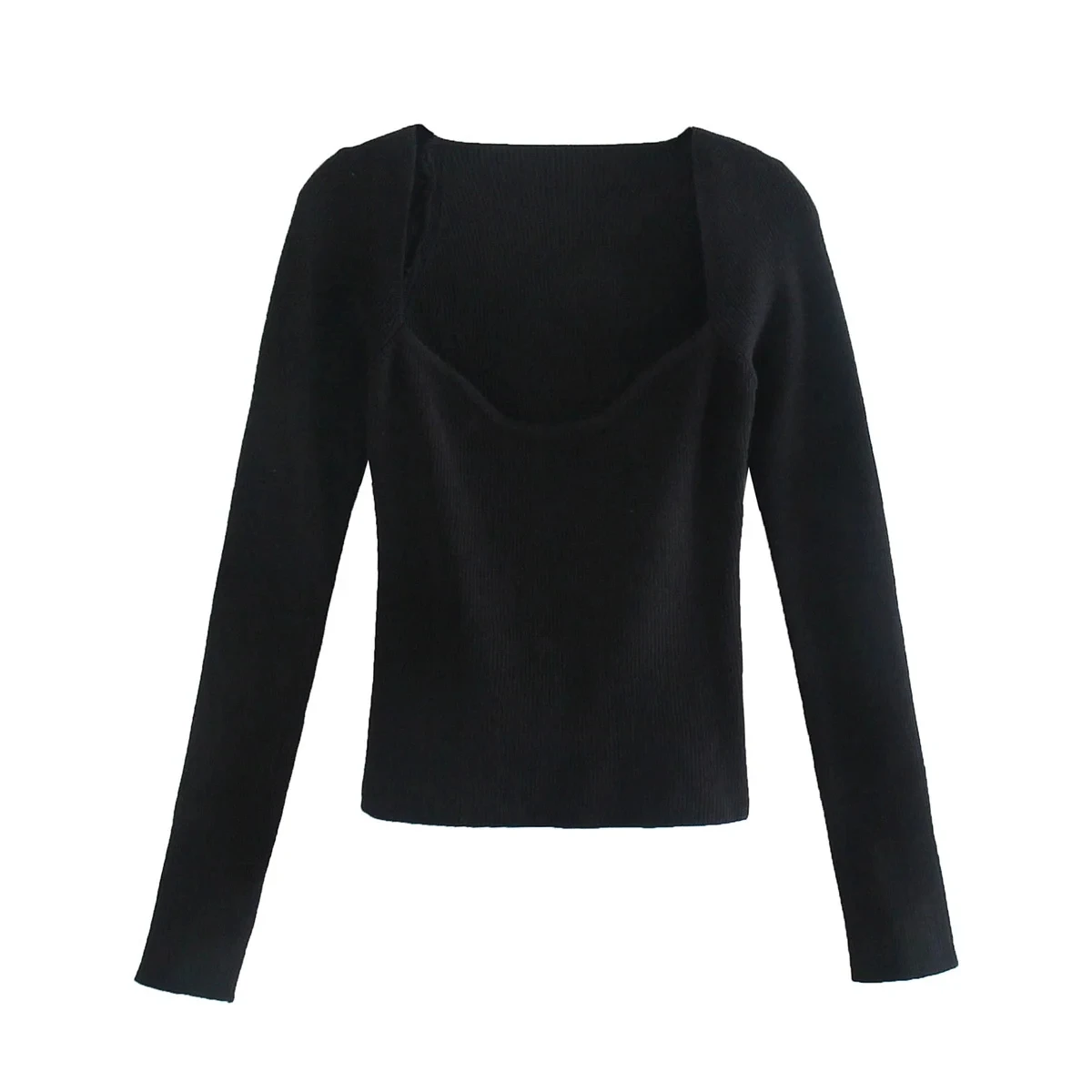 

2021 New Women Knit Sweater Top Long sleeve heart-neck Casual Fashion Woman Slim-fit Tight Knitted sweaters Pullover Tops