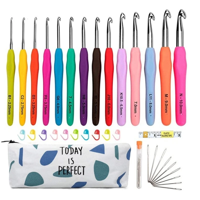 Набор профессиональных полноразмерных алюминиевых крючков для вязания 2 0 мм-10 мм