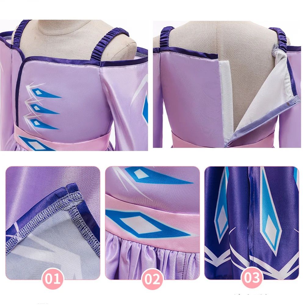 Aisha Dress For Girls Clothing ice Snow Elsa Christmas Cosplay Birthday Carnival Party Princess Strap Dresses 3-11 year | Детская одежда