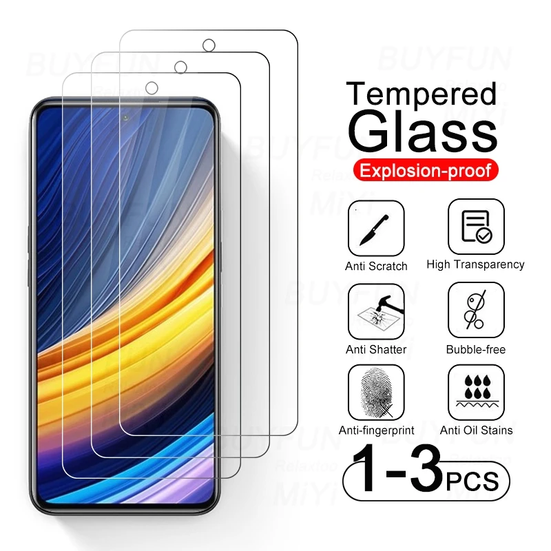 

Закаленное стекло для Xiaomi Pocco Poko Poco X3 NFC M3 F2 Pro F1 F3 GT 5G Little X F M 3, Защитная пленка для экрана, 1-3 шт.