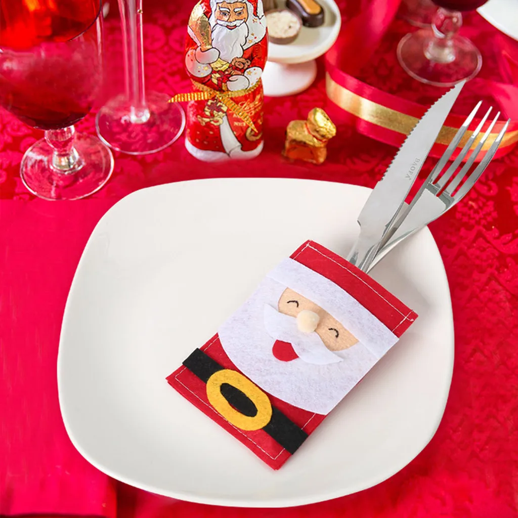 Рождественский Органайзер Санта Сумка для посуды украшения ресторана