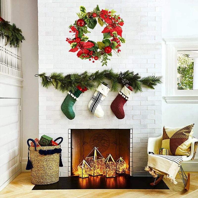 

Christmas Wreath Garland Red Berry for Front Door Window Fireplace Christmas Decoration
