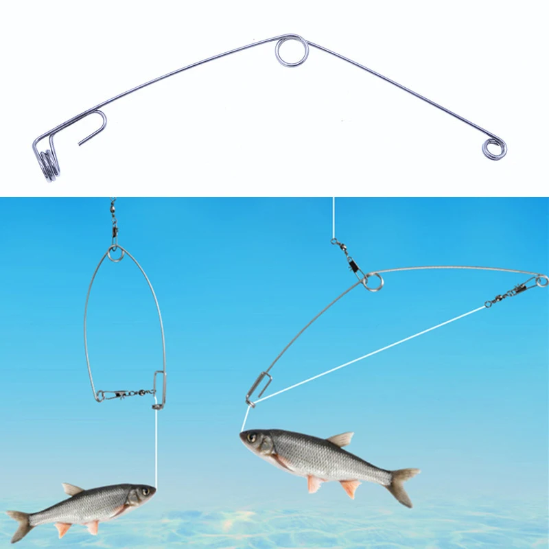 5pcs Camping Automatic Fishing Device Spring Ejection Hook Stainless Steel Universal Fish Tackle Tool Artifact | Спорт и развлечения