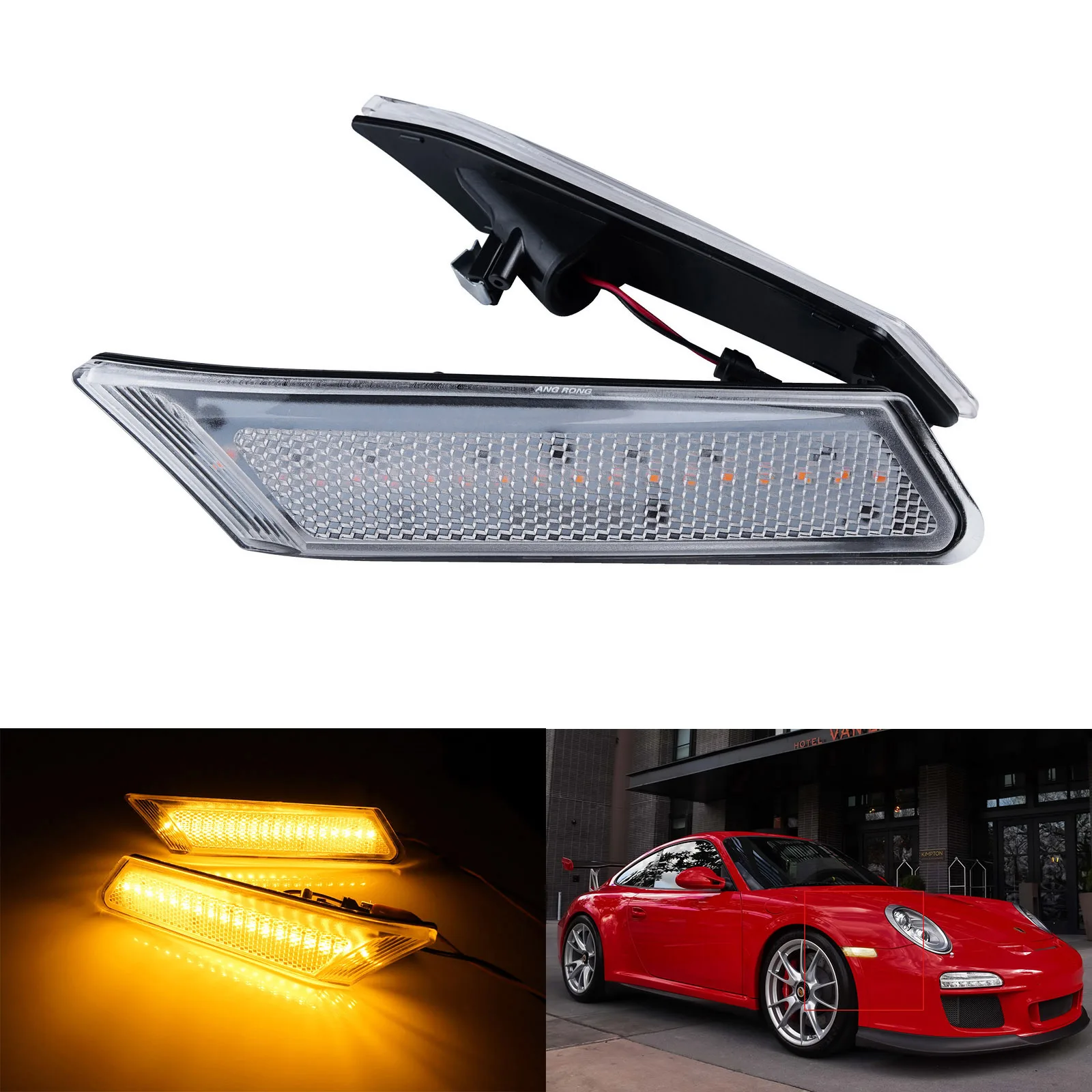 

Amber LED Side Repeater Marker Indicator Light For Porsche Carrera 911 997 05-12