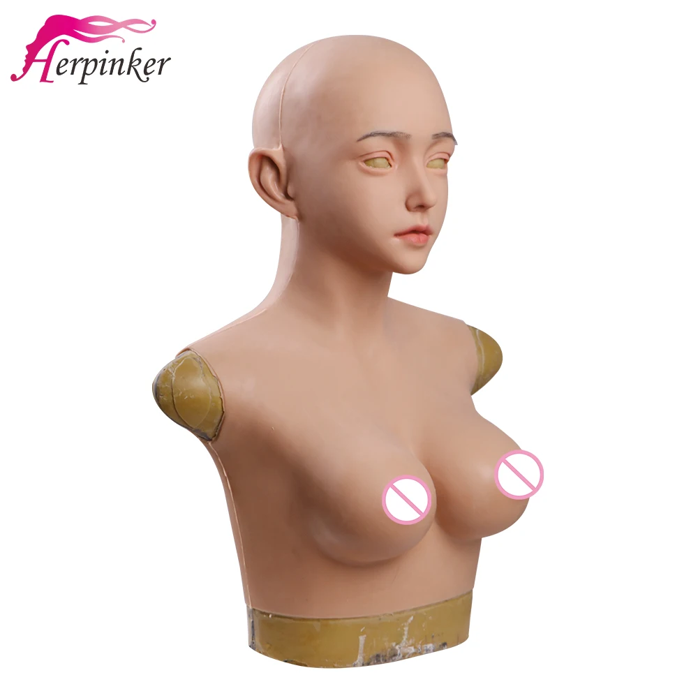 Женская маска на всю голову с нагрудной грудью форма E cup Christine для кроссдрессеров