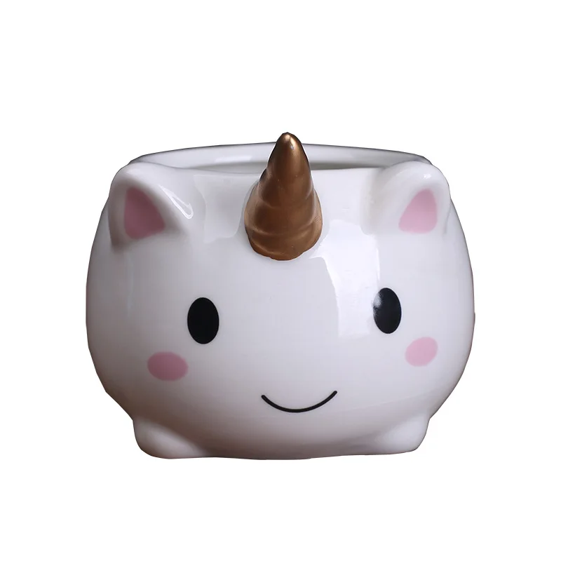 unicorn plants pot 1 шт. Единорог горшок для суккулентов керамический цветочный горшок милый мультфильм животных цветочный горшок контейнер для растений зеленые плантаторы маленькие горшки в стиле бонсай - Цвет: unicorn plants pot