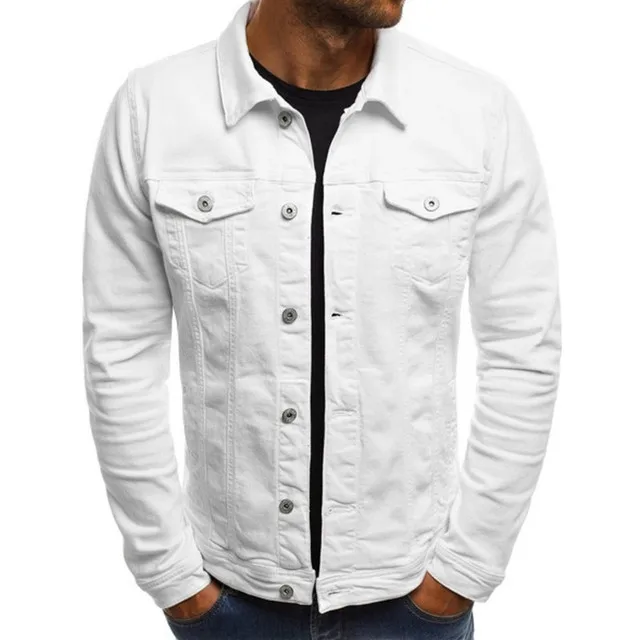 

Men's Classic Denim Jacket Fashion Casual Cotton Jacket Pure Blue 2021 Fall