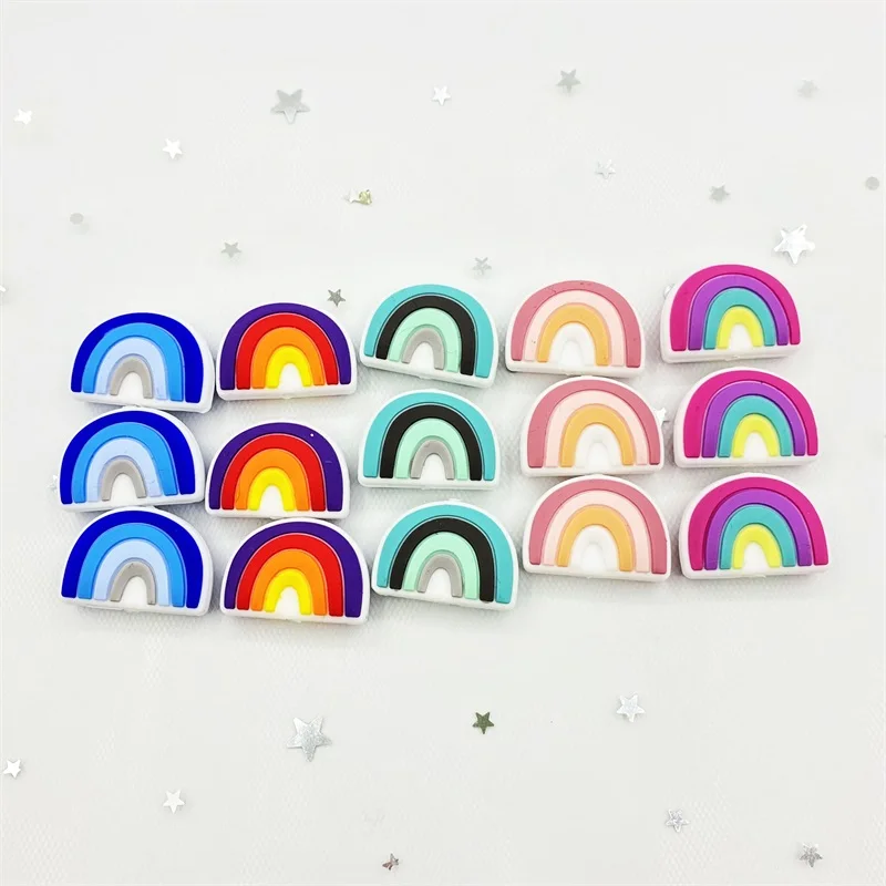 10 шт. силиконовых кейсов Радуга Детские Бусы Прорезыватель пищевой BPA бесплатно