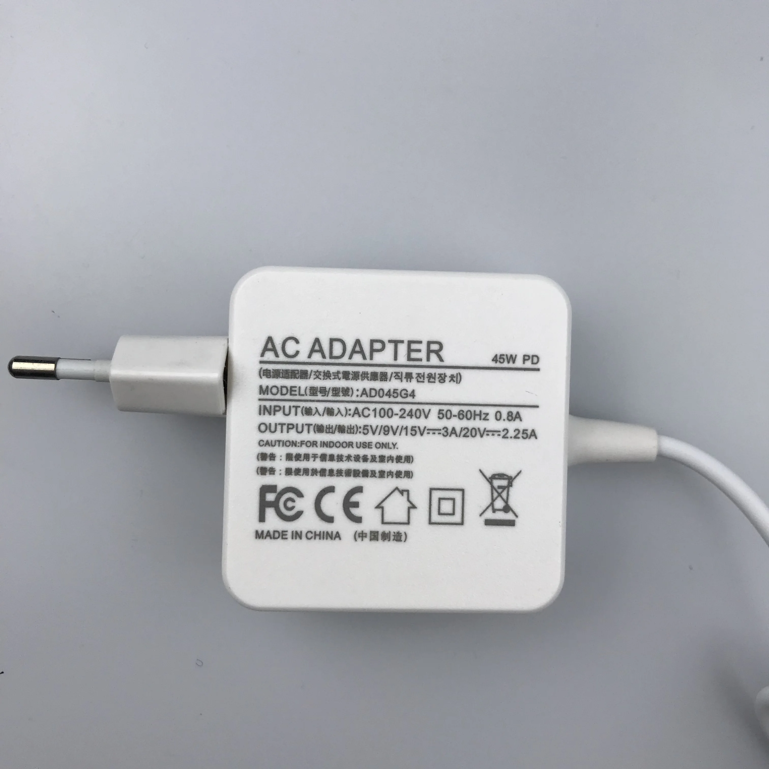 Адаптер для ноутбука с интерфейсом USB Type-C 45 Вт MacBook Pro/Air 2018 iPad Pro Samsung Chromebook Pro/Plus S10/S9