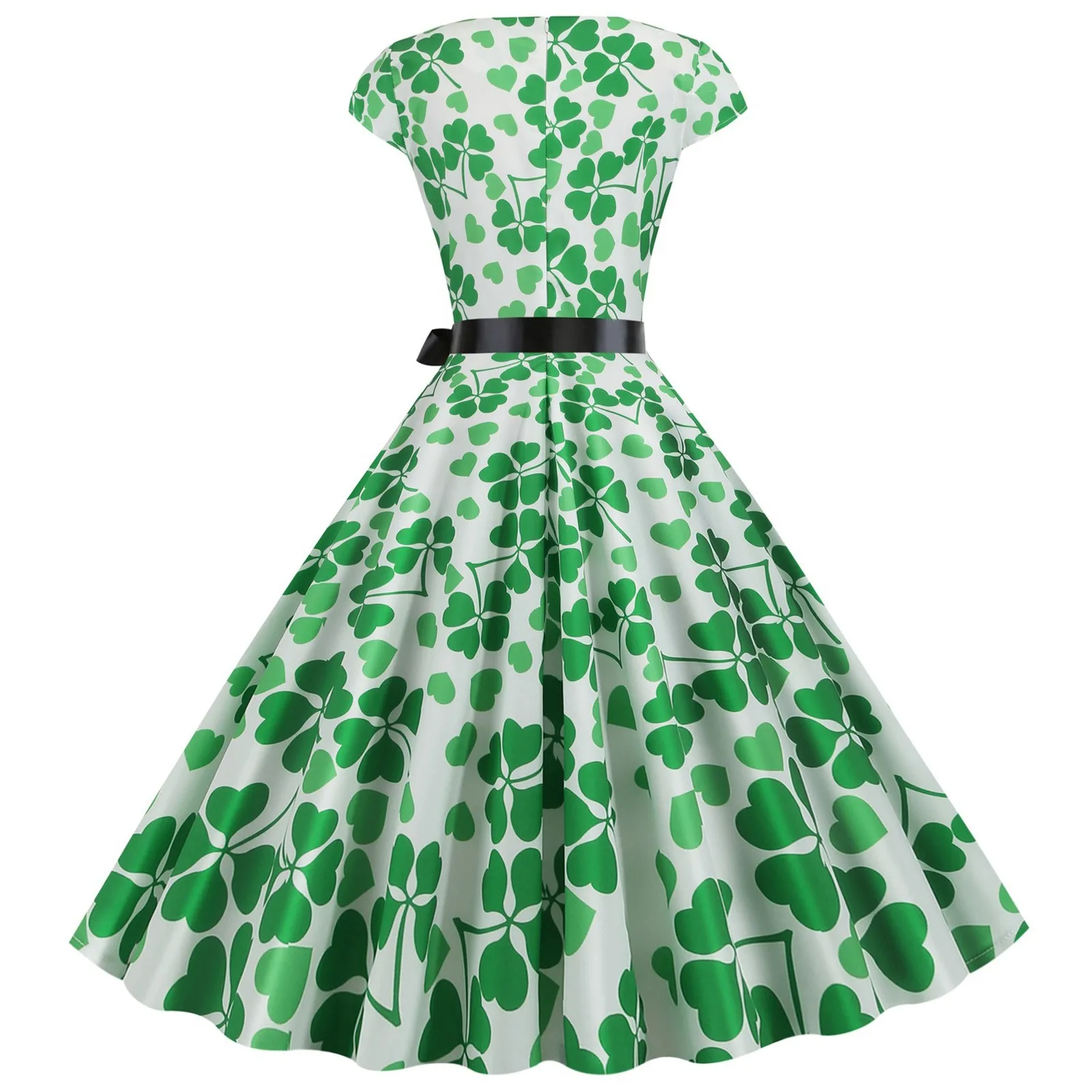 Женская обувь в ретро стиле с О образным вырезом узором клевера короткими