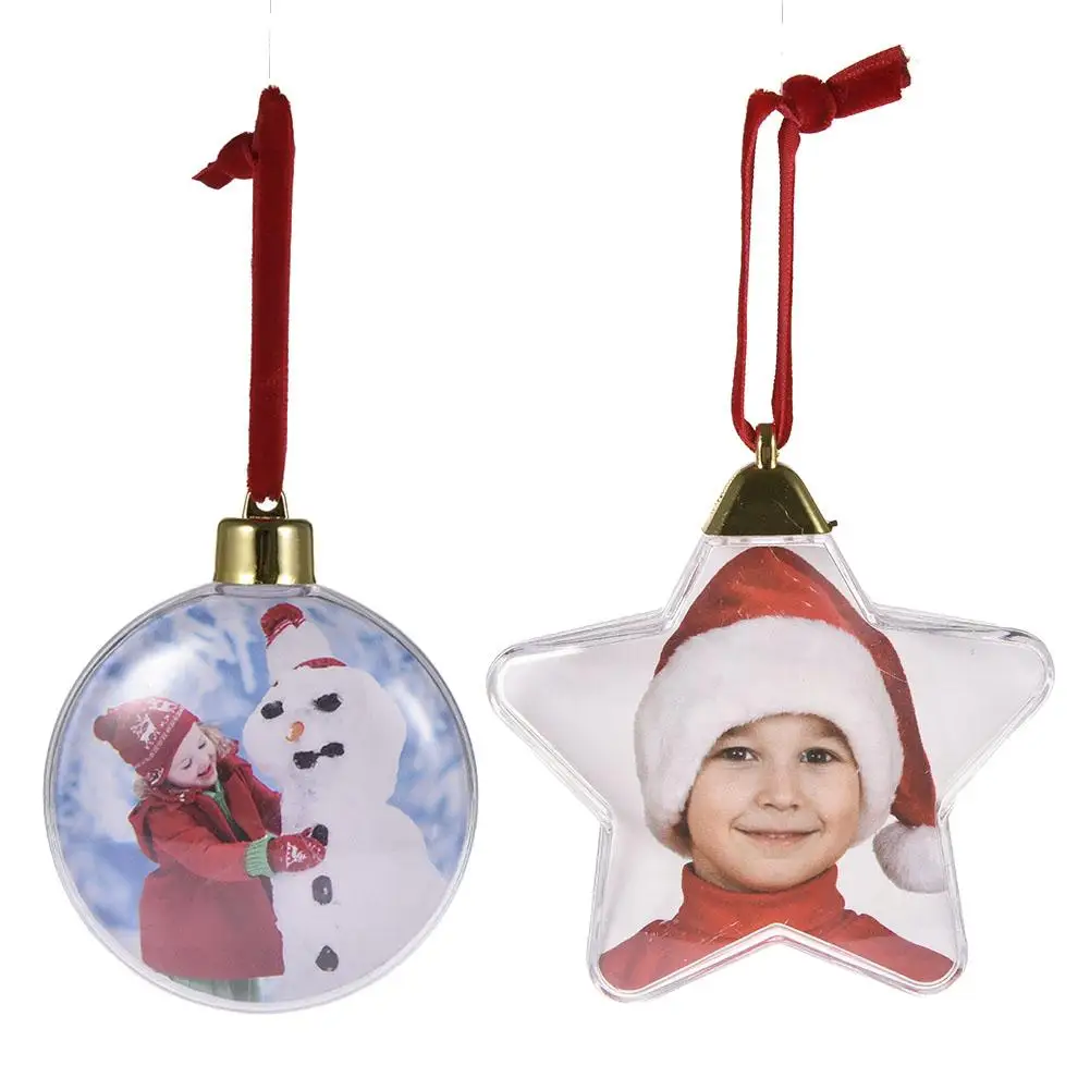 

Christmas Transparent Photo Ball Plastic Five-Star Photo Hanging Ornament Round Ball Kids Gifts Christmas Tree Hanging Decor