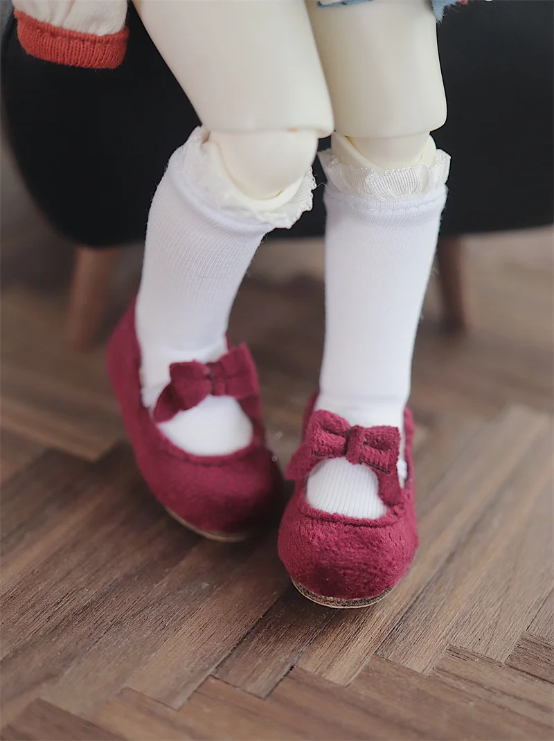 

BJD shoes suede small leather shoes autumn and winter bow shoes