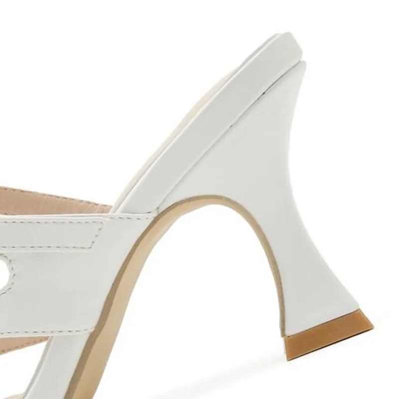 

Women Thick High Heel Flip Flops 2021 Summer New Dress Party Shoes Sexy Slippers Female Square Toe Casual Slides