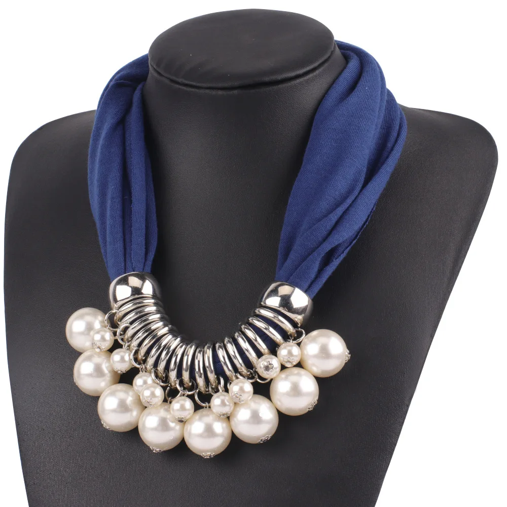 Luxury Beads Pendant Necklace Scarves Collar Women Warm Pendants Scarf And Necklace Female Echarpe Ring Style beautiful pendant pure manual sculpture green beads guanyin pendant bead string necklace collocation men s and women s style