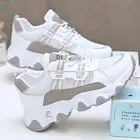 Дышащая Вулканизированная обувь, 2021, Женская Спортивная повседневная обувь, кроссовки на толстой подошве для бега, прогулок, осенняя женская обувь на шнуровке