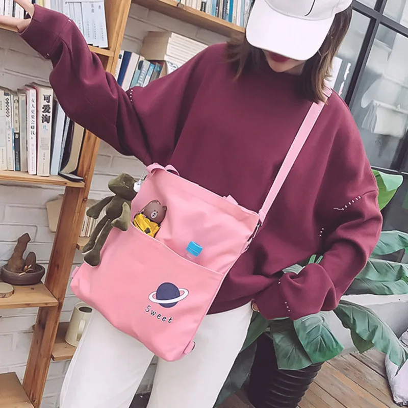 

Student Canvas Backpack For Women Fashion Planet Print Travel Shoulde Bag Leisure Schoolbag Tote For Tennage Girl Messenger Bags