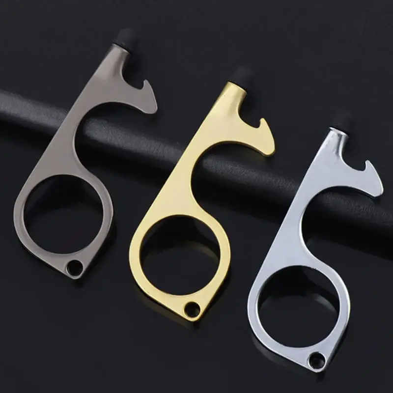 

Beer Trigger Anti Contact Door Opener No Touch Key Door Opener Key Chain Non-contact Door Handle Elevator Artifact Keychain