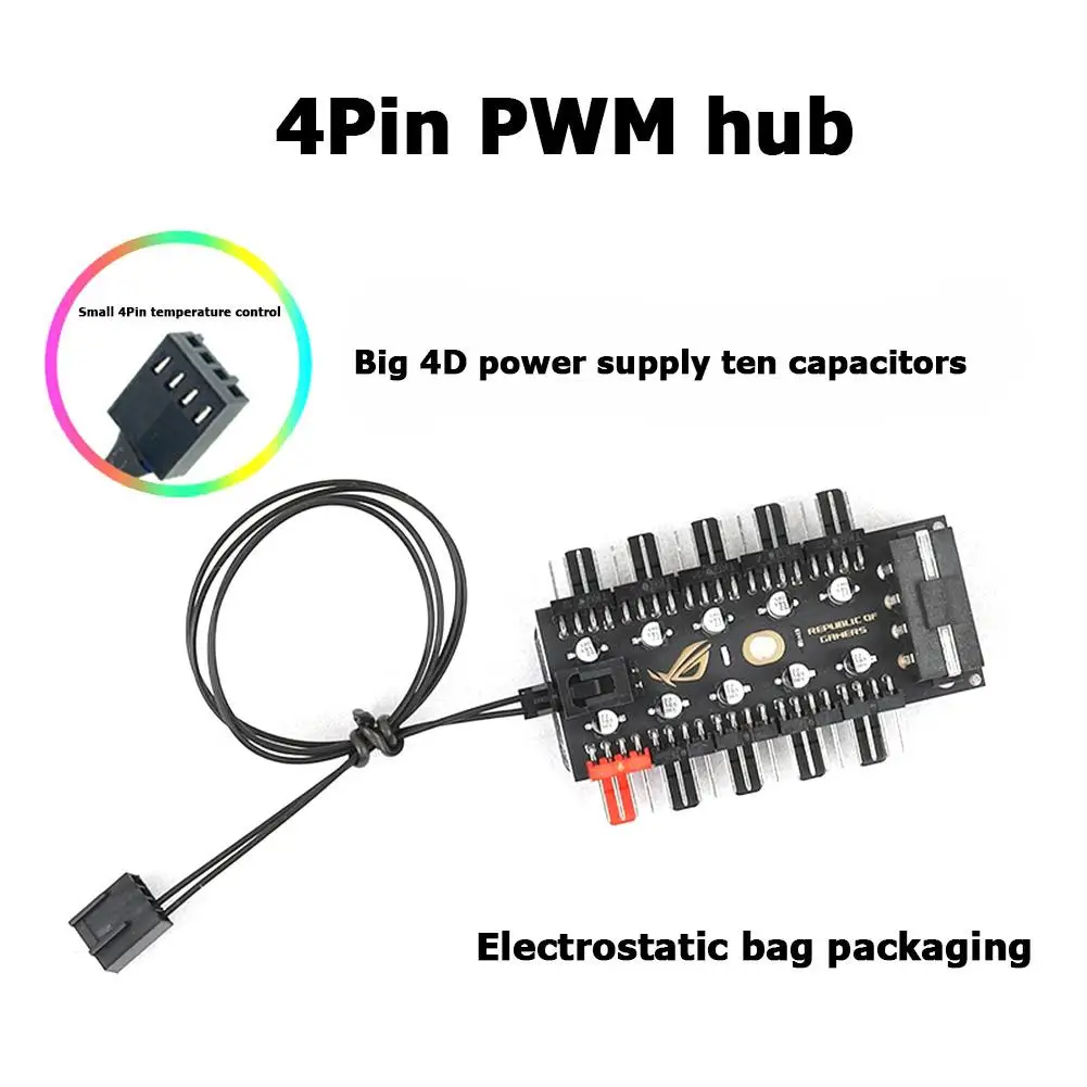 

Motherboard 1 to 10 4 Pin PWM Cooler Fan HUB Splitter Extension 12V SATA Power /Large 4D port Supply PC Speed Controller Adapter
