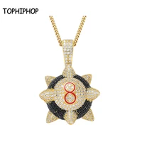 tophiphop charm meteor hammer snumber 8 pendants with tennis chain copper material aaa cubic zirconia hip hop jewelry gift