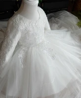 long sleeve cute lace princess dress little flower girls wedding dress for small girl from 80cm 160cm