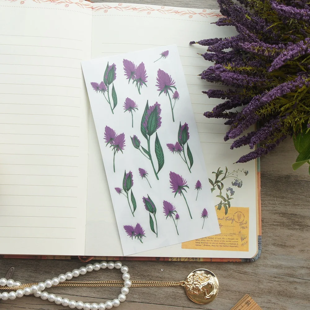 1 лист фиолетовых цветов дизайн листьев наклейка в подарок рождественский