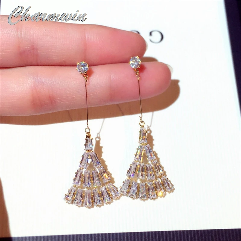 New Fashion Long Earrings For Women Korean Gold Color &amp Silver Rhinestone Dangle Female | Украшения и аксессуары