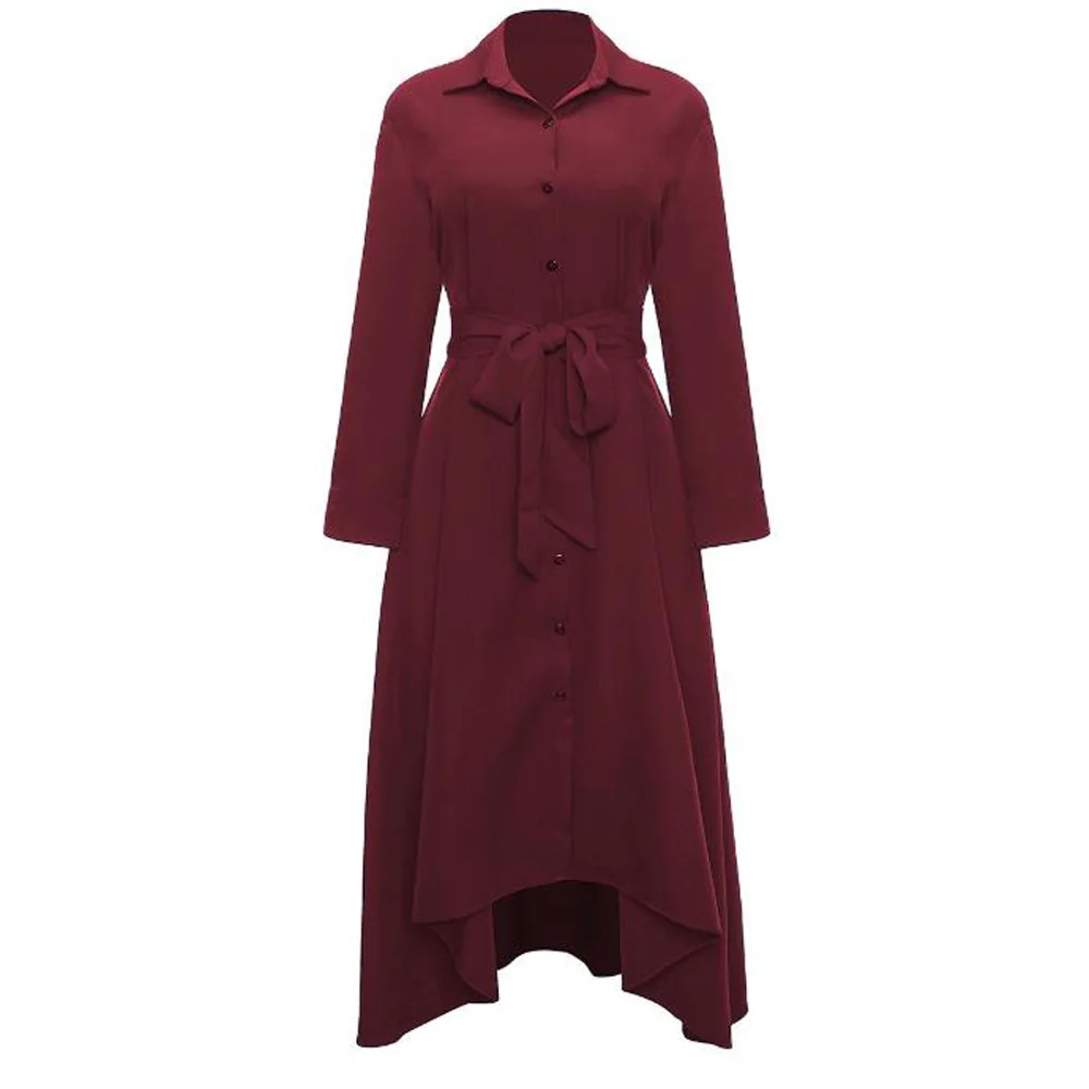 Женское летнее длинное платье рубашка с длинным рукавом свободные платья