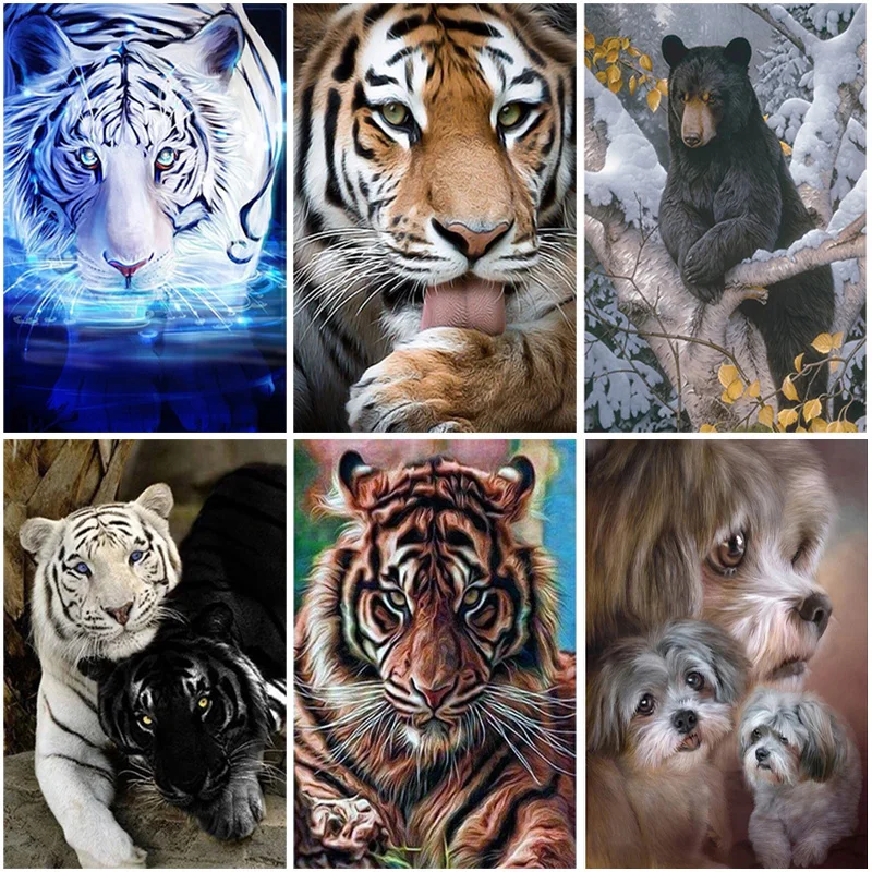 Алмазная 5D картина сделай сам с пейзажем тигром алмазная вышивка животными