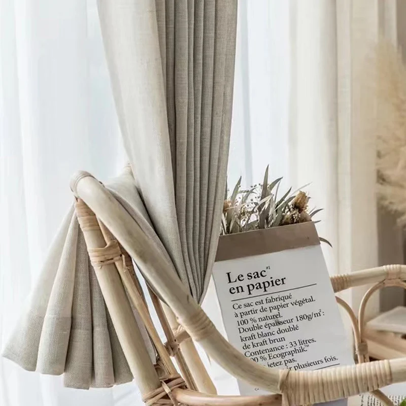 Бесплатная доставка льняные занавески-натуральные белые фиолетовые синие