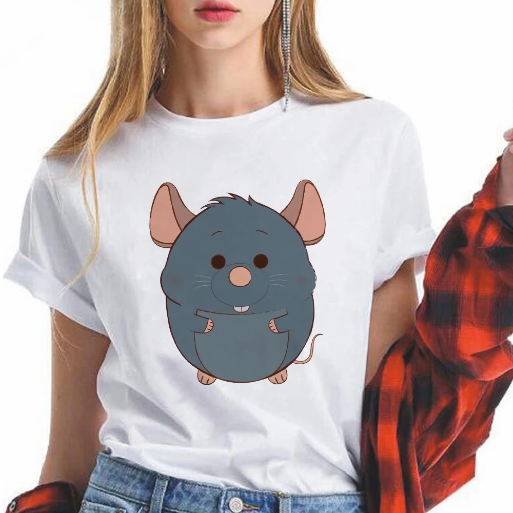 

Disney Cute Remy Short Sleeve Women Art Animation Female Clothing Hipster Personalized Streetwear Elegant Tops Tee Dropship