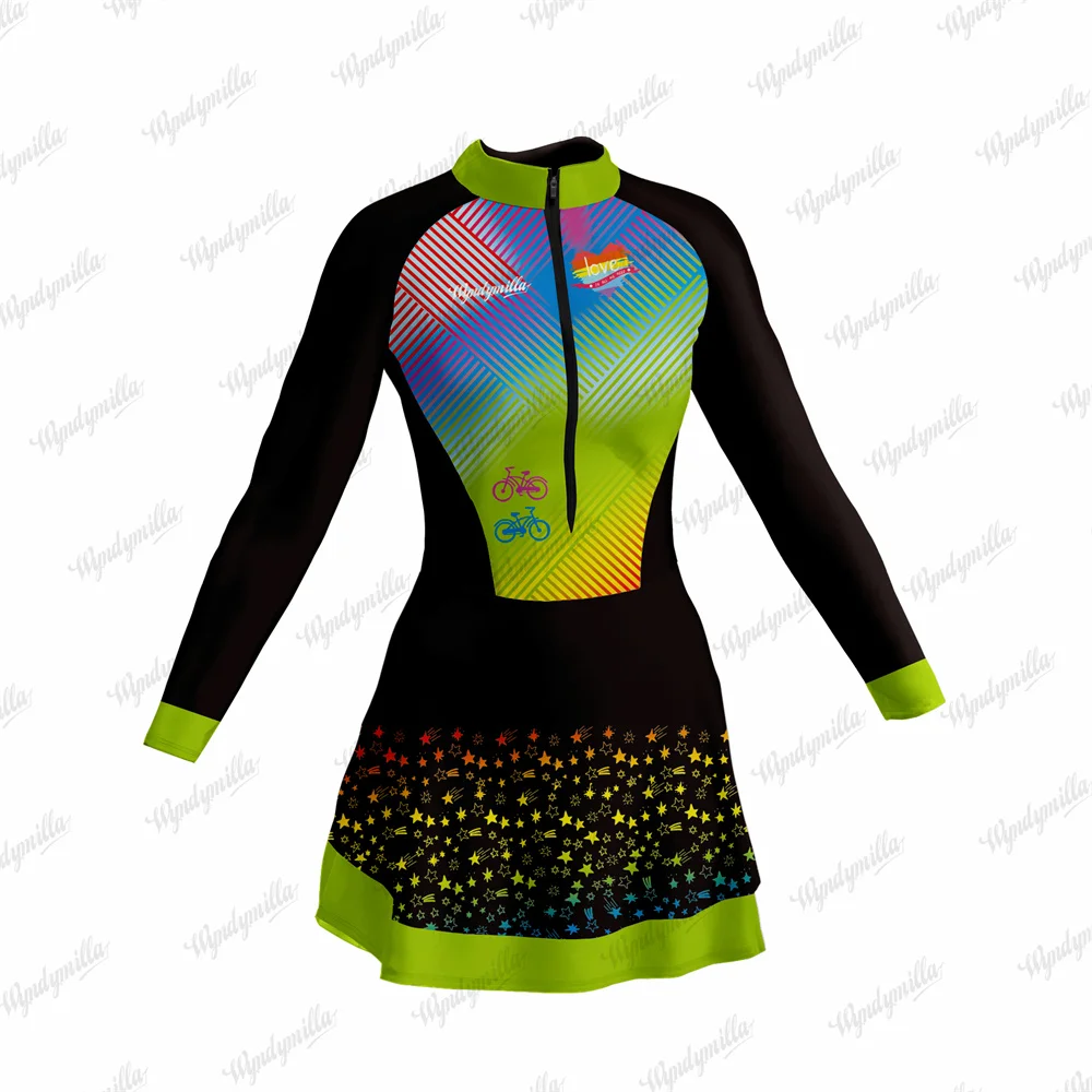 

Wyndymilla Brazil Macaquinho Feminino Saia Bike Flor Triathlon Cycling Jersey Skirt Dress Skinsuit Maillot Ciclismo Vestidinho