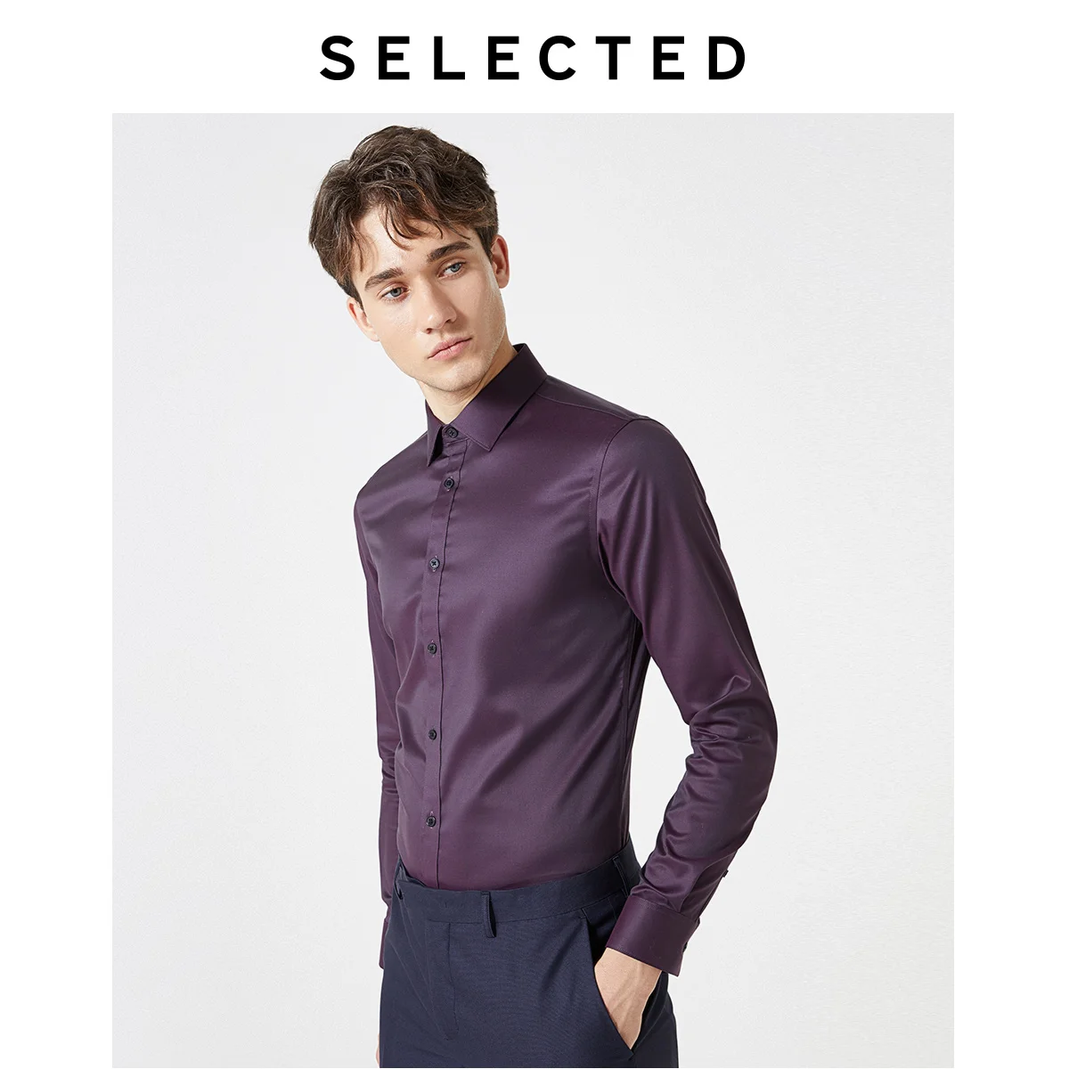 Мужская облегающая хлопковая футболка с длинным рукавом | одежда