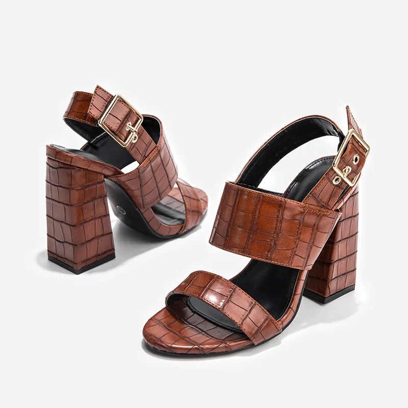 

Open toe button sandals women's 2019 new high heeled fashion summer thick heeled women's sandals