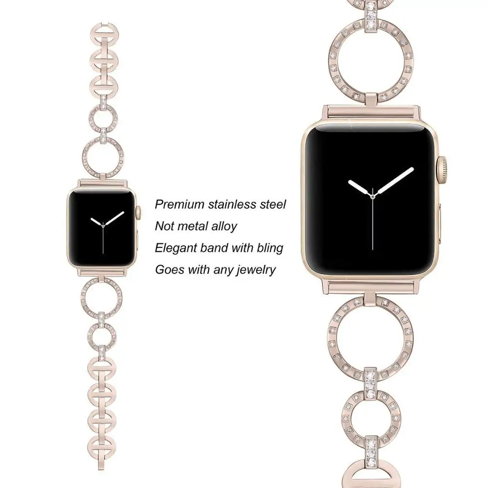 Ремешок Алмазный для Apple Watch band 6 44 мм 40 2 сменный Браслет iwatch series 5 4 3 38 42 мм|Ремешки