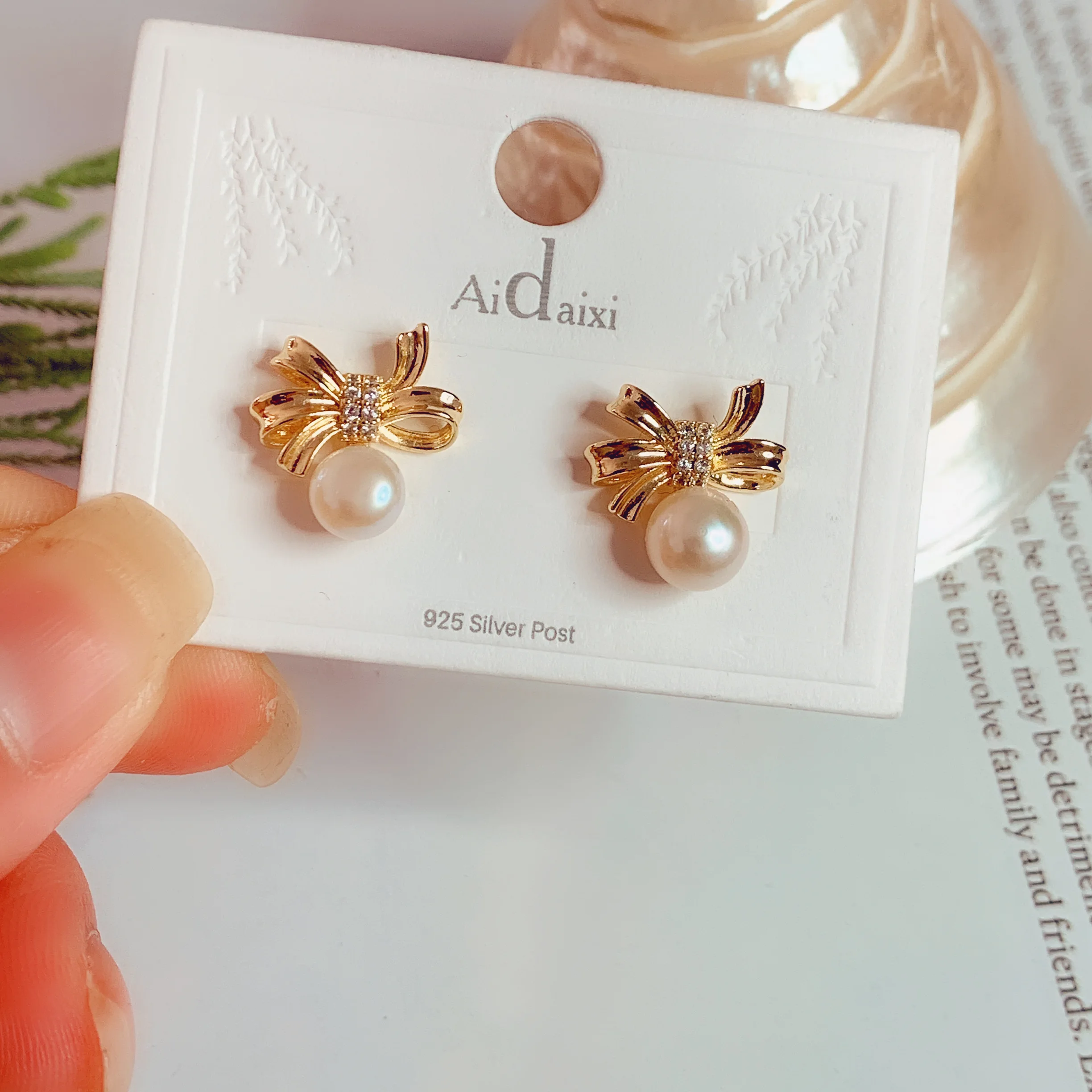 

925 Silver Needle Natural Freshwater Pearl Earrings Female 14K Bag Gold Bow Irregular Jewelry for Party Wedding Gifts 2021 Trend