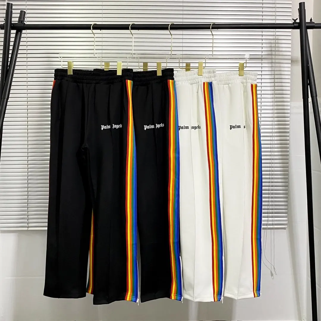 

Palm Angels rainbow striped men women high street fashion brand sports casual