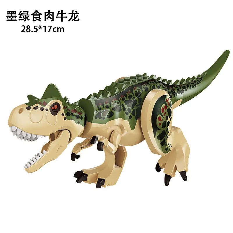 

Jurassic Dark Green Carnotaurus World Big Size 28.5*17cm Animals Educational Gifts Toys For Children Compatible Building Blocks