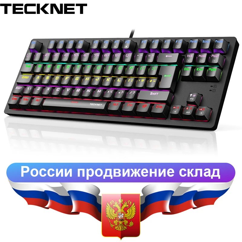 Игровая механическая клавиатура TECKNET синий переключатель для ПК ноутбука